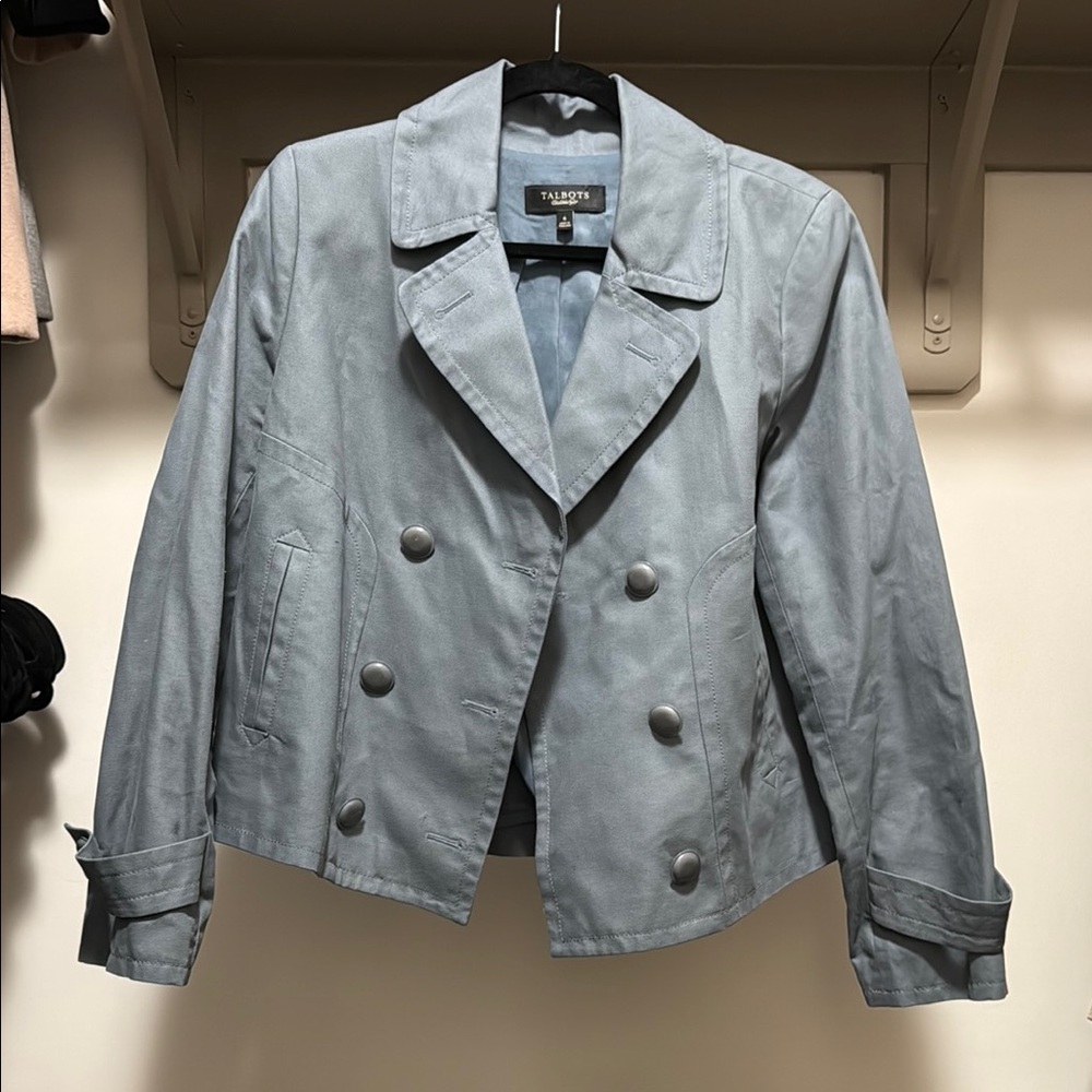 Talbots Blue Pea Coat Double-Breasted Classic